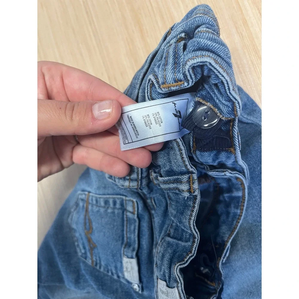 7 For All Mankind Kids Blue Straight Leg Denim Jeans Size 2T Adjustable Waist